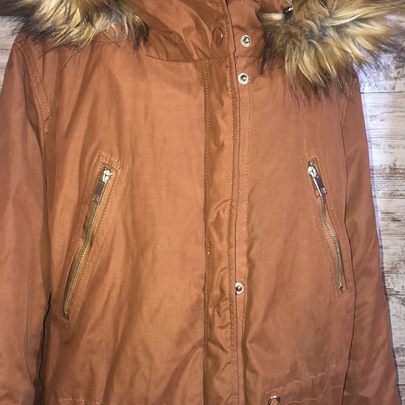 Forever 21 brown winter jacket size small thick winter jacket fur lined … - Picture 5 of 11
